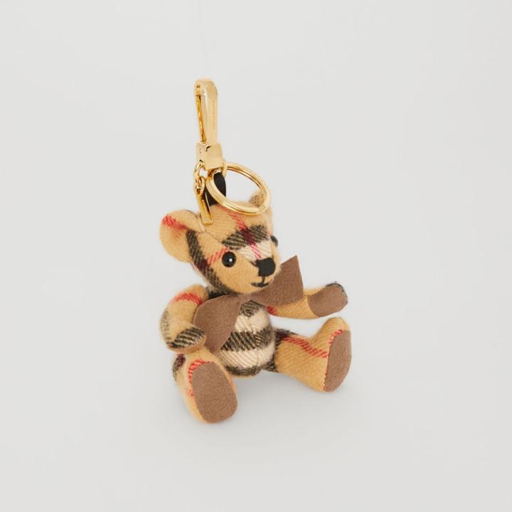 Burberry Burberry Thomas Bear Charm In Vintage Check Cashmere, Yellow