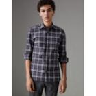 Burberry Burberry Embroidered Detail Check Cotton Shirt, Blue