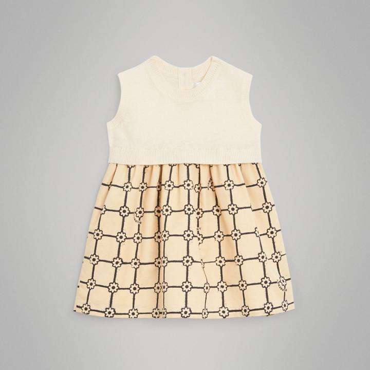 Burberry Burberry Childrens Knit Cashmere And Flower Print Cotton Dress, Size: 12m, White