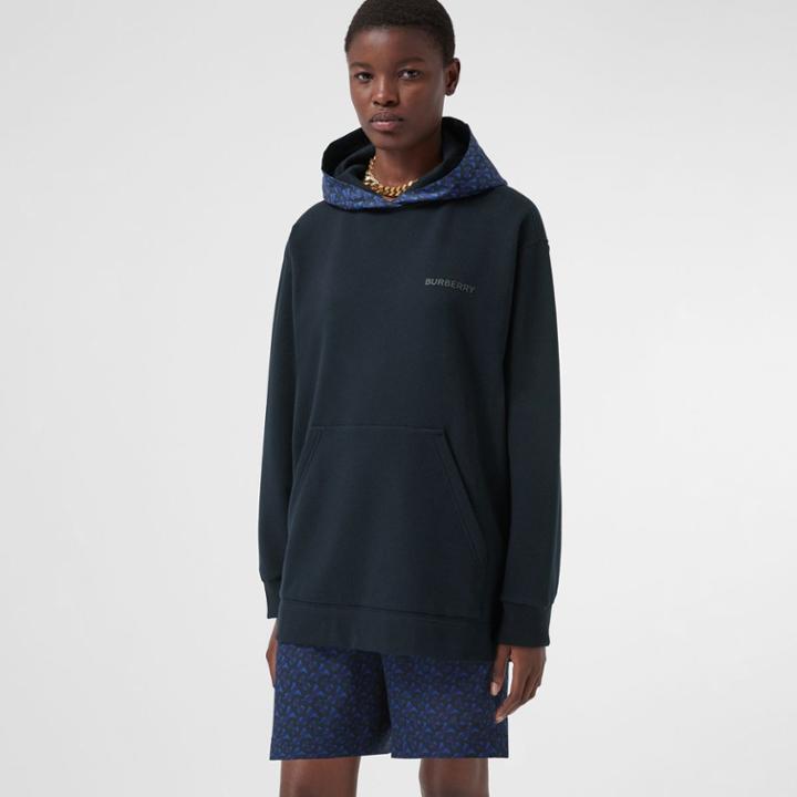 Burberry Burberry Monogram Print Cotton Oversized Hoodie, Size: Xs