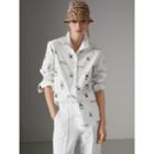 Burberry Burberry Triple Archive Logo Print Stretch Cotton Shirt, Size: 04