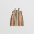 Burberry Burberry Childrens Smocked Icon Stripe Cotton Dress, Size: 12m, Archive Beige