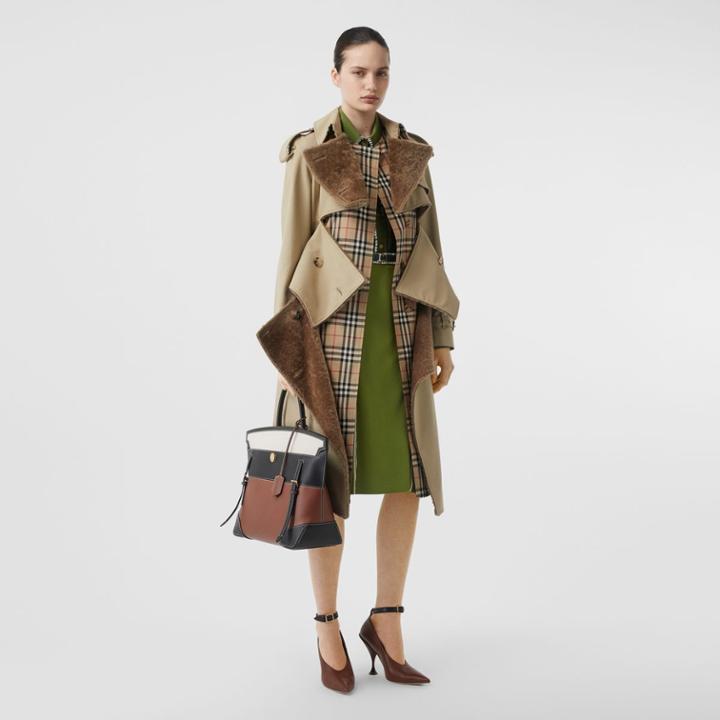Burberry Burberry Crystal Detail Panelled Wool Crepe A-line Skirt, Size: 04, Green