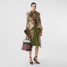 Burberry Burberry Crystal Detail Panelled Wool Crepe A-line Skirt, Size: 04, Green