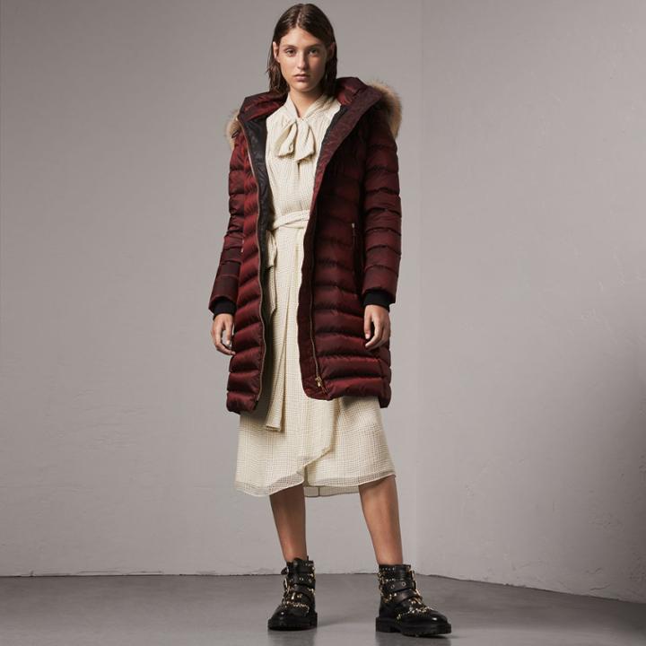 Burberry Burberry Detachable Fur Trim Down-filled Puffer Coat With Hood, Size: Xl, Red