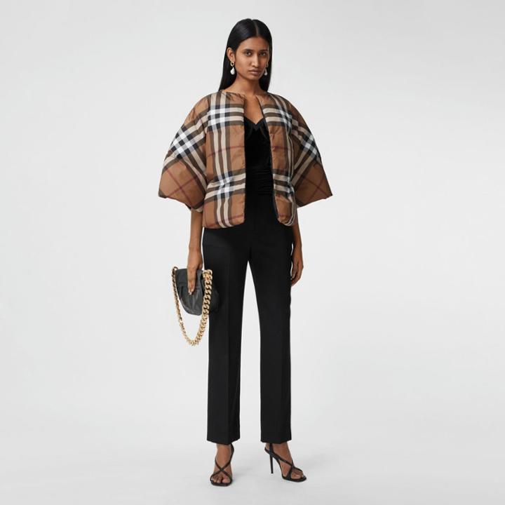 Burberry Burberry Check Print Econyl Cape, Brown