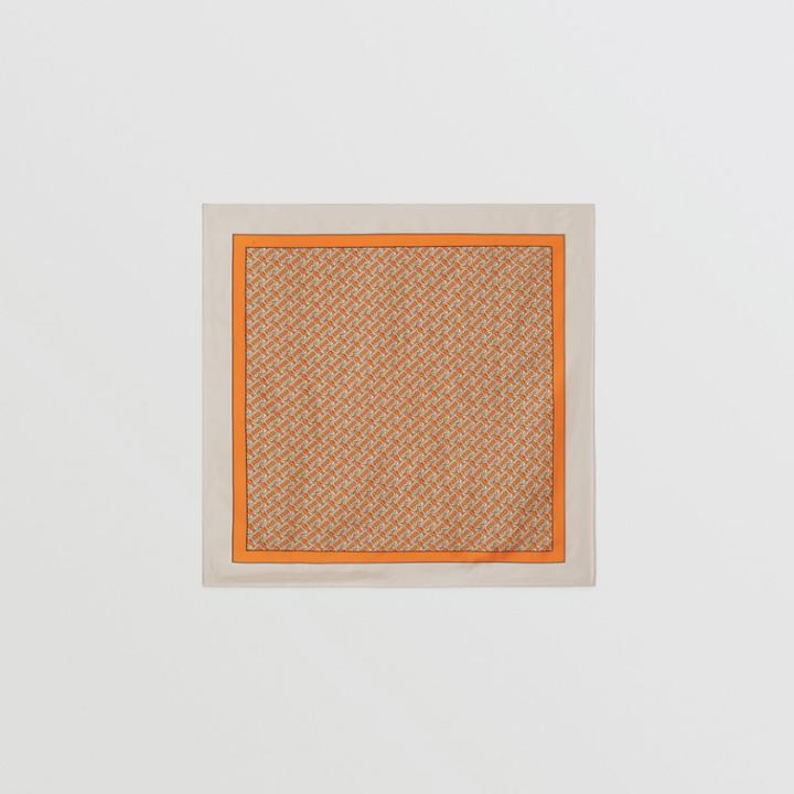 Burberry Burberry Monogram Print Silk Square Scarf, Orange