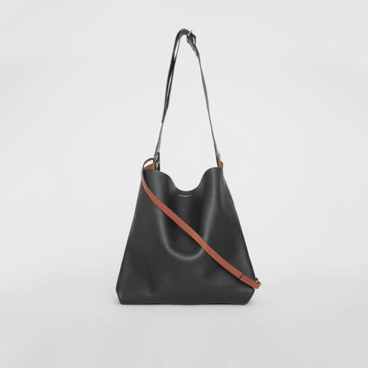 Burberry Burberry The Leather Grommet Detail Bag, Black