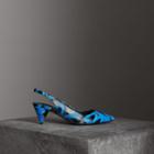 Burberry Burberry Graffiti Print Leather Slingback Pumps, Size: 35, Black