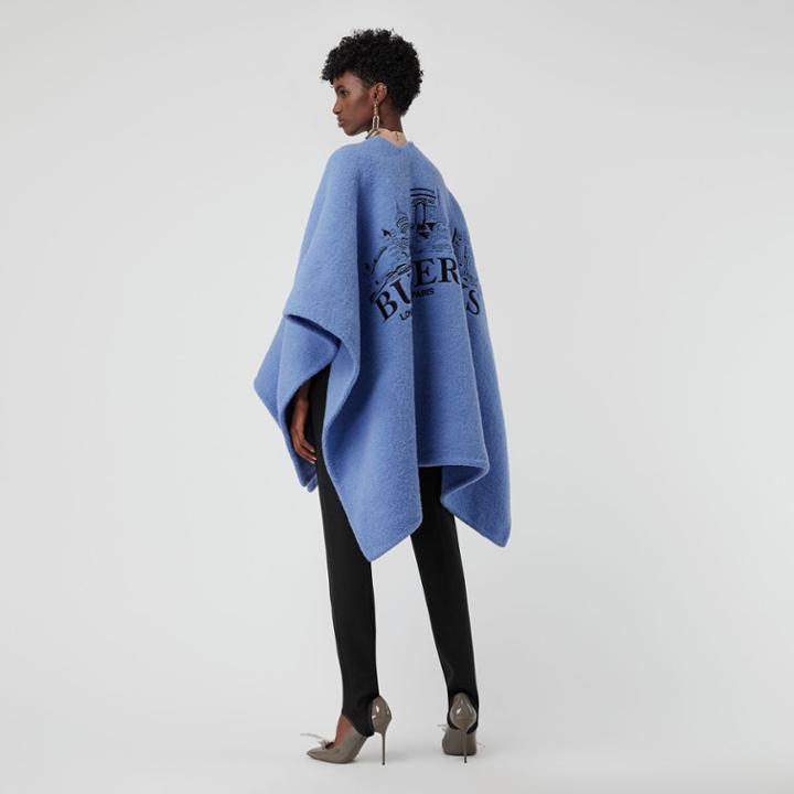 Burberry Burberry Embroidered Skyline Wool Alpaca Blend Poncho, Size: M/l