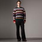 Burberry Burberry Striped Wool Cashmere Cotton Sweater, Green