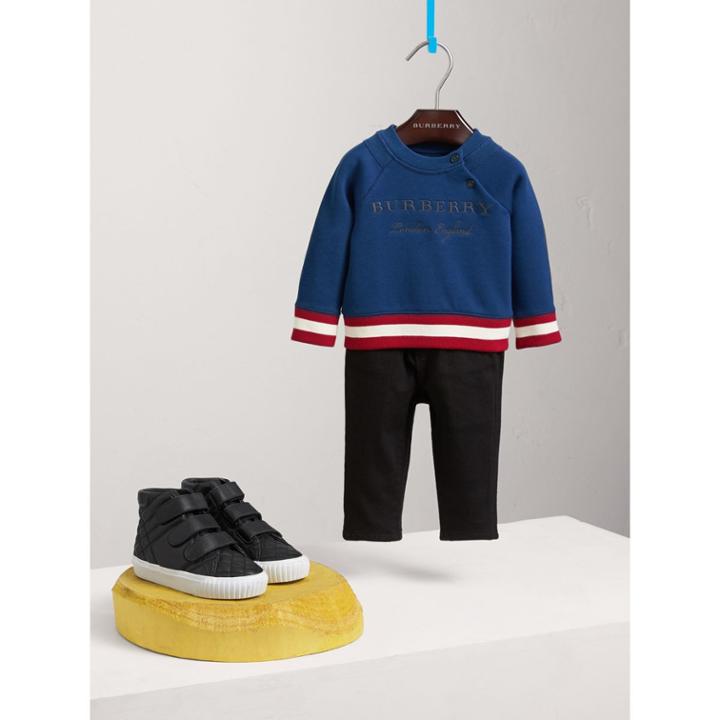Burberry Burberry Contrast Stripe Embroidered Cotton Sweatshirt, Size: 3y