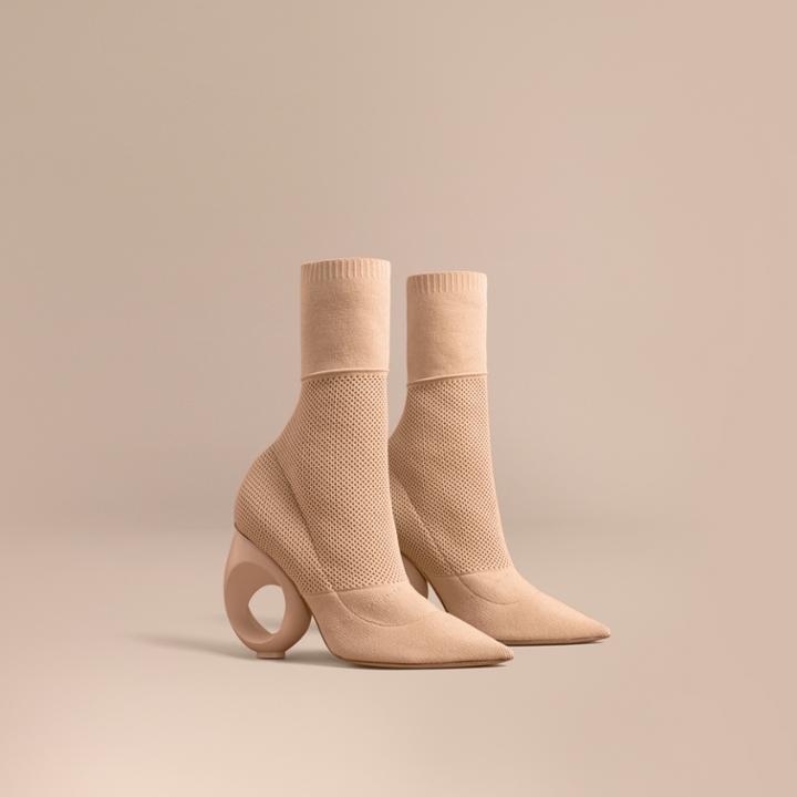 Burberry Burberry Mid-calf Knitted Boots With Sculpted Heel, Size: 38, White