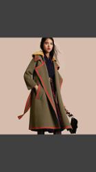 Burberry Stretch Wool Cashmere Cardigan Coat With Shearling Collar
