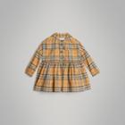 Burberry Burberry Gathered Sleeve Vintage Check Cotton Dress, Size: 6y, Yellow