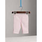 Burberry Burberry Check Turn-up Cotton Trousers, Size: 3m, Pink