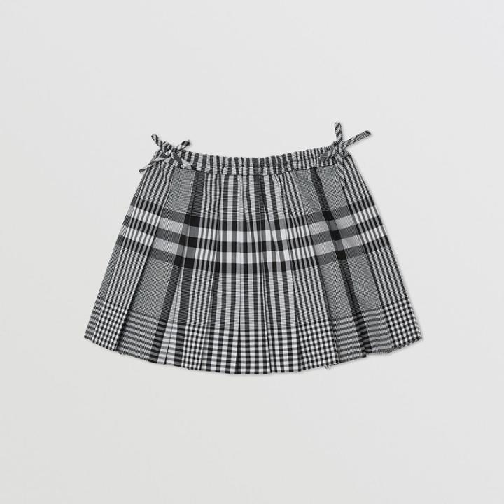 Burberry Burberry Childrens Check Cotton Poplin Pleated Skirt, Size: 18m, Black