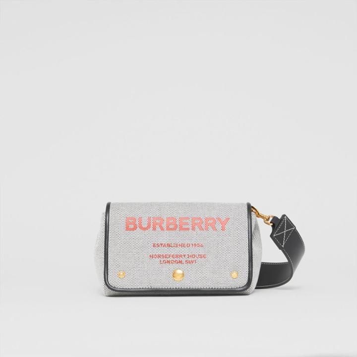 Burberry Burberry Small Horseferry Print Cotton Canvas Crossbody Bag, Black