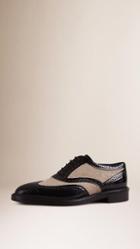 Burberry Leather And Linen Wingtip Brogues
