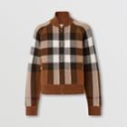 Burberry Burberry Check Intarsia Wool Cashmere Bomber Jacket