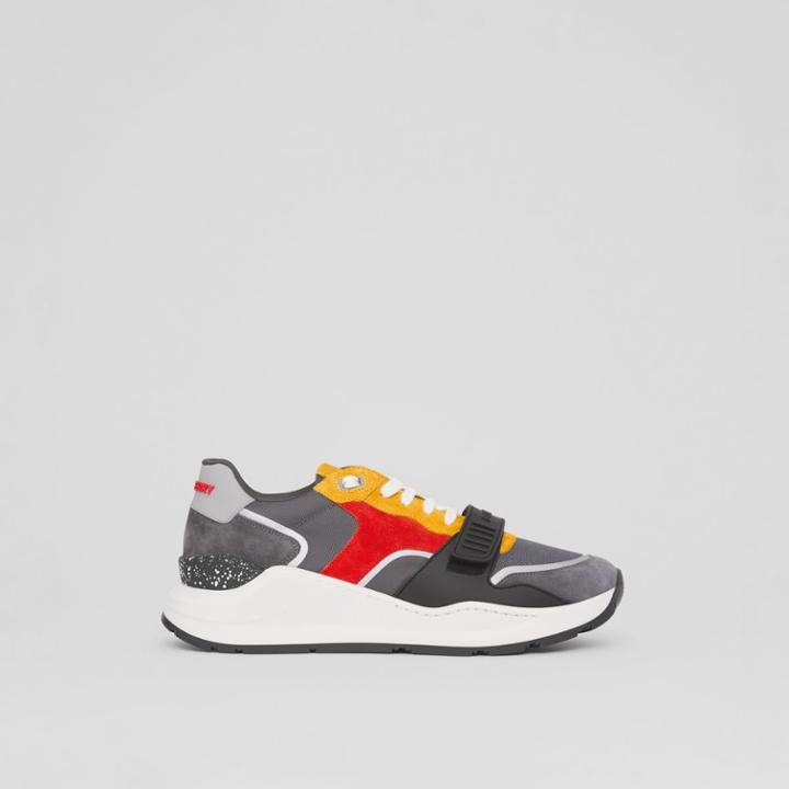 Burberry Burberry Suede, Leather And Mesh Sneakers, Size: 39