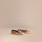 Burberry Burberry Leather Trim Canvas Check Espadrilles, Size: 38.5, Brown