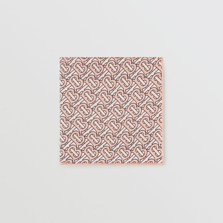 Burberry Burberry Monogram Print Silk Satin Pocket Square, Red