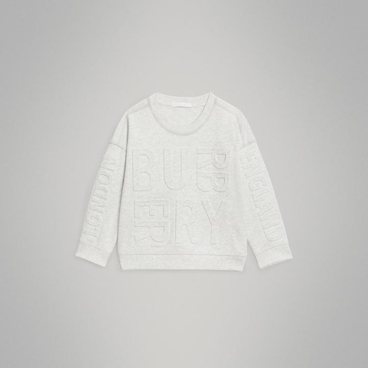 Burberry Burberry Childrens Embossed Logo Cotton Sweatshirt, Size: 4y, White