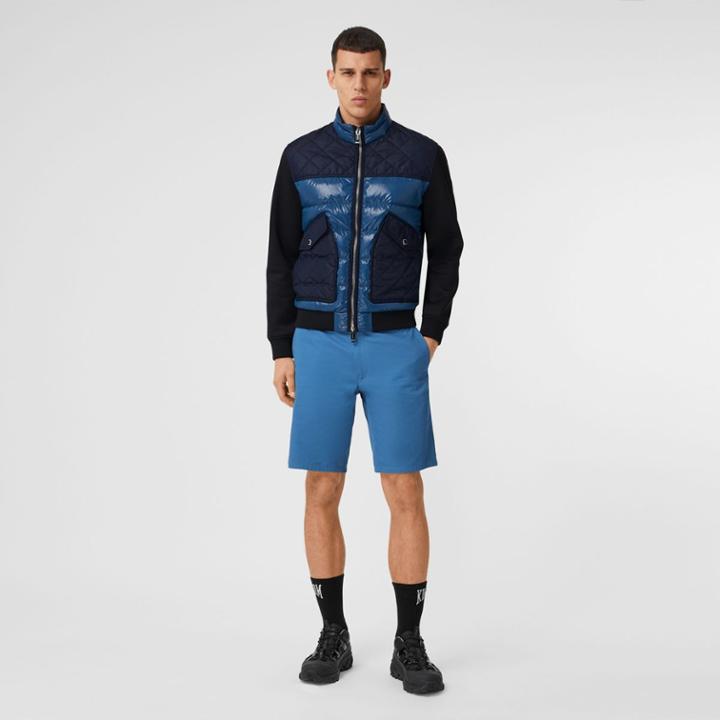 Burberry Burberry Logo Appliqu Cotton Twill Chino Shorts, Size: 34, Blue