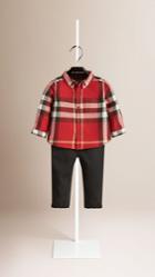 Burberry Burberry Check Cotton Flannel Shirt, Size: 2y, Red