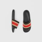 Burberry Burberry Striped Wool And Leather Slides, Size: 43