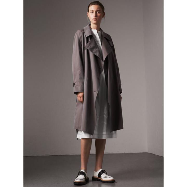 Burberry Burberry Tropical Gabardine Asymmetric Trench Coat, Size: 14