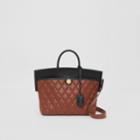 Burberry Burberry Small Quilted Leather Society Top Handle Bag, Brown