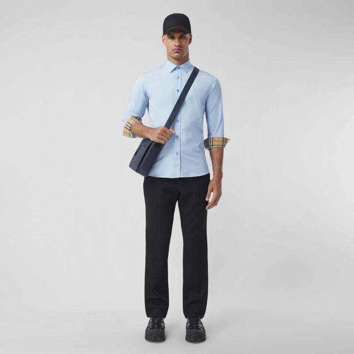 Burberry Burberry Slim Fit Monogram Motif Stretch Cotton Poplin Shirt, Size: Xs