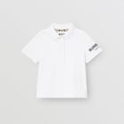 Burberry Burberry Childrens Logo Print Cotton Piqu Polo Shirt, Size: 12y, White