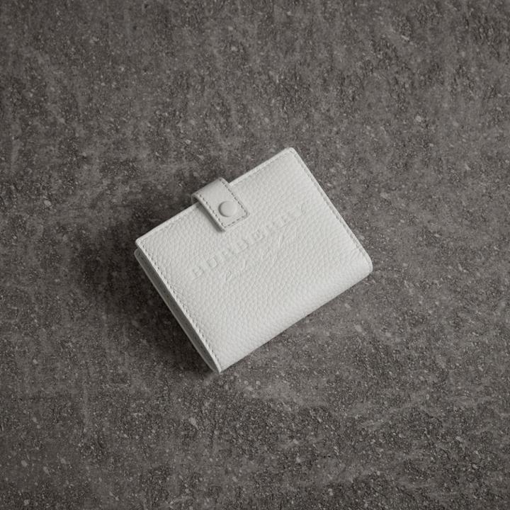 Burberry Burberry Embossed Leather Folding Wallet, White