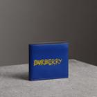 Burberry Burberry Graffiti Print Leather International Bifold Wallet, Blue