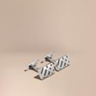 Burberry Burberry Check-engraved Sterling Silver Cufflinks, Grey