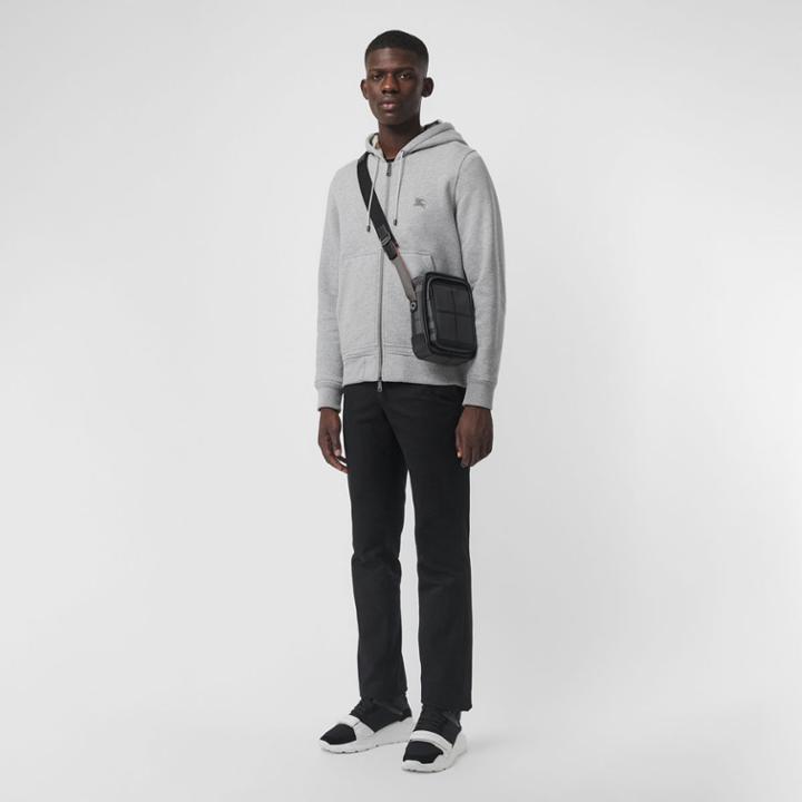 Burberry Burberry Check Detail Jersey Hooded Top, Size: Xl, Grey