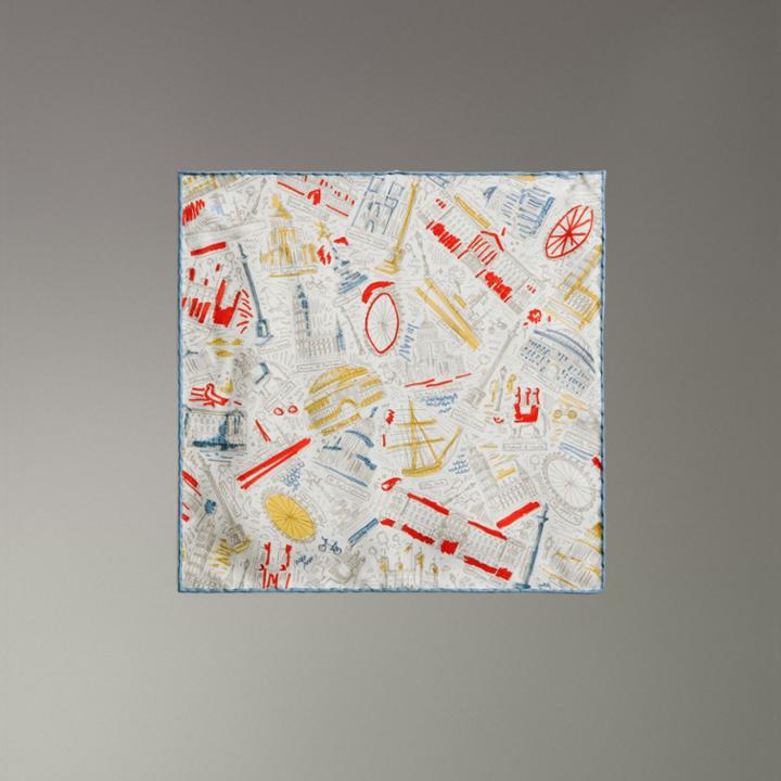 Burberry Burberry London Print Silk Pocket Square, Blue