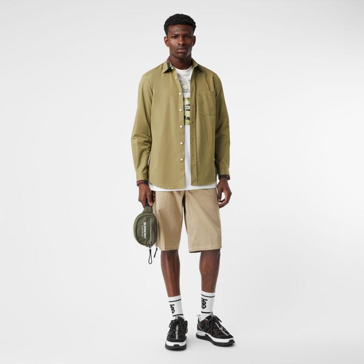 Burberry Burberry Logo Detail Cotton Poplin Shirt, Green