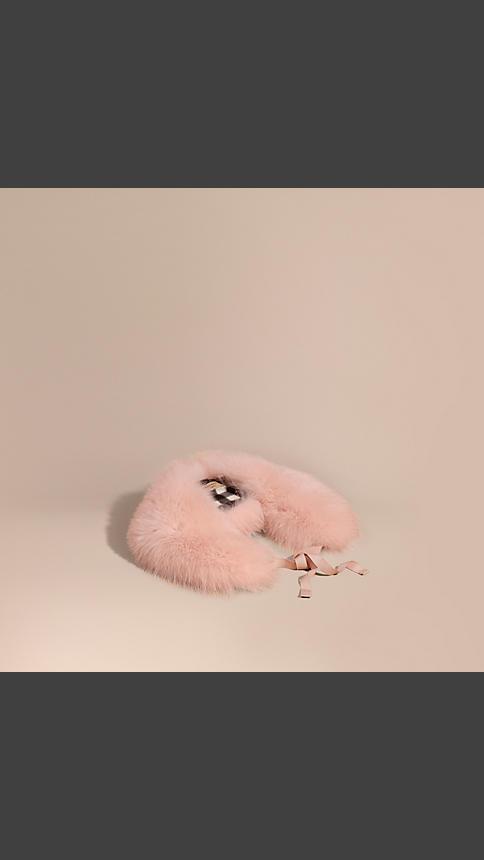 Burberry Fox Fur Collar With Check Cashmere Lining