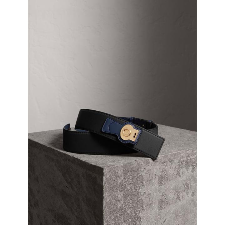 Burberry Burberry Two-tone Trench Leather Belt, Size: 80, Black