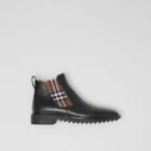 Burberry Burberry Vintage Check Detail Leather Chelsea Boots, Size: 44