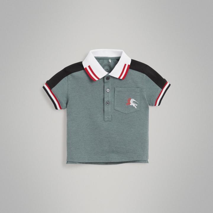 Burberry Burberry Stripe Detail Cotton Piqu Polo Shirt, Size: 12m, Blue