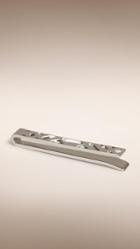 Burberry Check-engraved Sterling Silver Tie Bar