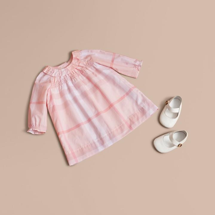 Burberry Burberry Ruffle Detail Check Cotton Dress And Bloomers, Size: 3m, Pink