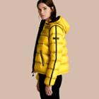 Burberry Glossy Hooded Puffer Jacket With Sporty Detailing