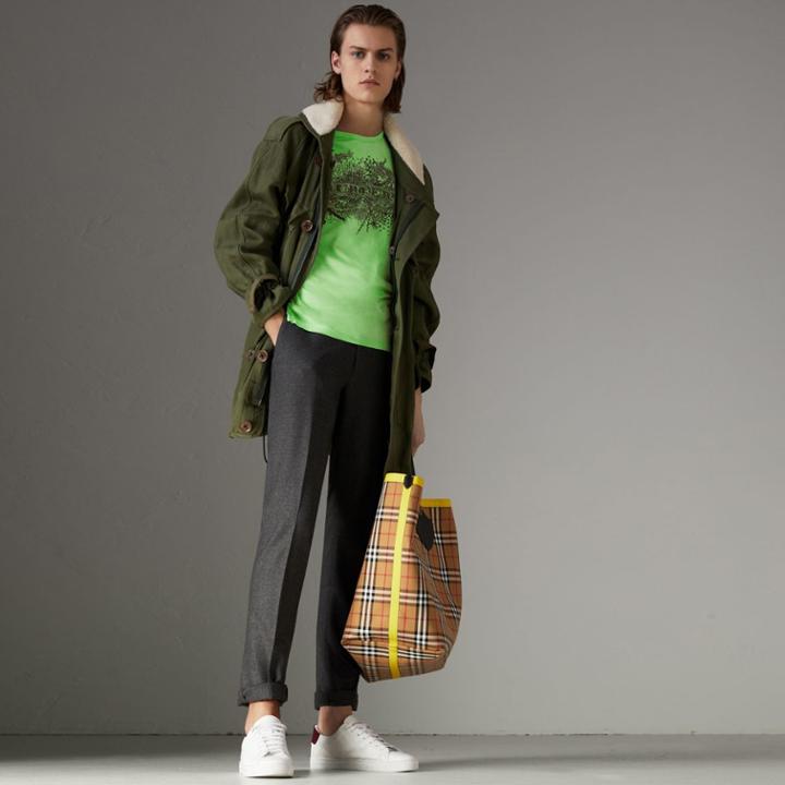 Burberry Burberry Doodle Print Cotton T-shirt, Size: M, Green