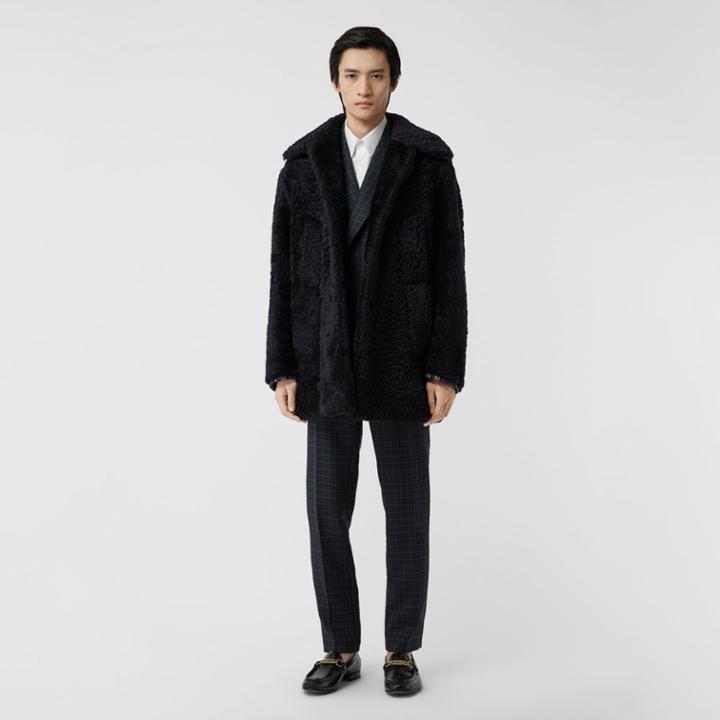 Burberry Burberry Curly Shearling Coat, Size: 38, Blue